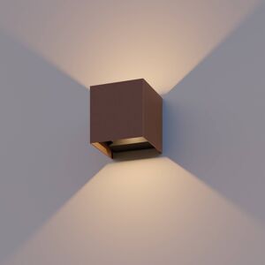 Calex Venkovní nástěnná lampa Calex LED Cube, nahoru/dolů, výška 10 cm, rezavě