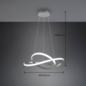 Reality Leuchten Závěsné svítidlo LED Course, matný nikl, 4 000 K, Ø 60 cm, kov
