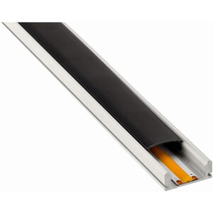 Plochý profil BRG-24 pro bílé LED pásky - 1m + černé stínidlo + madlo + koncovky