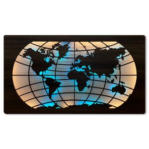 Li-Go "Mapa světa rovnoběžky" světelný RGBW obraz 125x73cm provedení povrchu: dub B