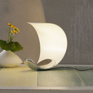 Luceplan Designová stolní lampa Curl bílá/zrcadlená