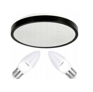 Stropní LED svítidlo LARI-R BLACK - 2xE27 IP20 + 2x E27 10W svíčka - studená bílá
