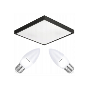 Stropní LED svítidlo LARI-S BLACK - 2xE27 IP20 + 2x E27 10W svíčka - neutrální bílá