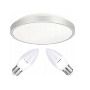 Stropní LED svítidlo SEMO-R SILVER - 2xE27 IP20 + 2x E27 10W svíčka - neutrální bílá