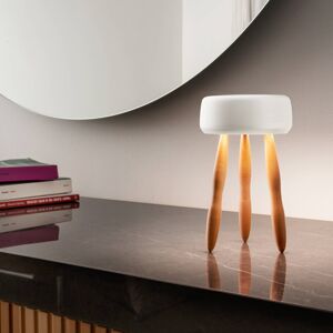 OleV OLEV Drum designová stolní lampa aku dřevo/bílá