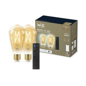 WiZ SET 2x LED žárovka E27 ST64 Filmant amber 6,7W (50W) 640lm 2000-5000K IP20, stmívatelné +ovladač