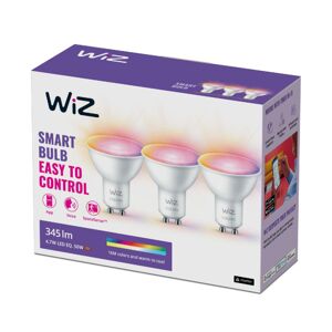 WiZ SET 3x LED žárovka GU10 4,7W 400lm 2200-6500K RGB IP20, stmívatelná