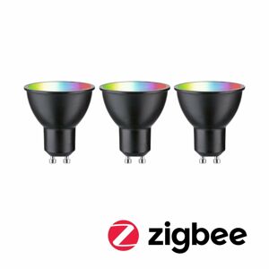 PAULMANN Standard 230V Smart Home Zigbee 3.0 LED reflektor GU10 3x4,8W RGBW+ stmívatelné černá mat