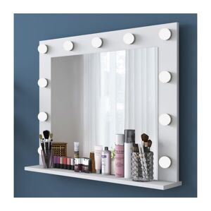 Nástěnné zrcadlo s policí RANI 90x71,8 cm bílá