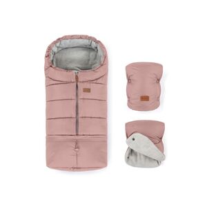 Petite&Mars PETITE&MARS - SADA Dětský fusak 3v1 JIBOT + rukávníky na kočárek JASIE růžová